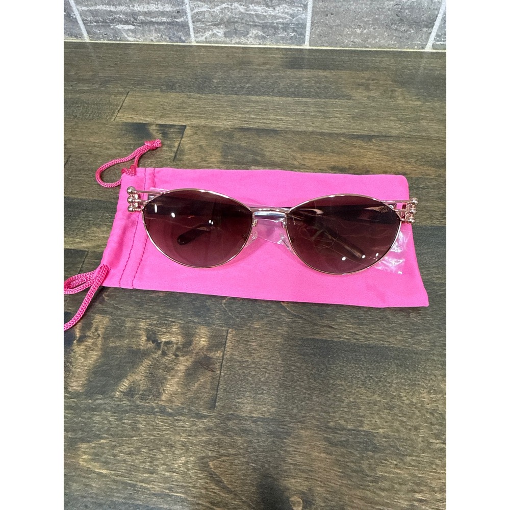 Oceanus Playboy Sunglasses Rose Gold Metal Tortoise Cat Eye Gradient Brown Lens